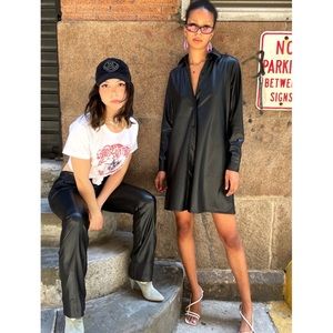 NWT DUETTE NYC Vegan Leather Long Shirt - The Lafayette